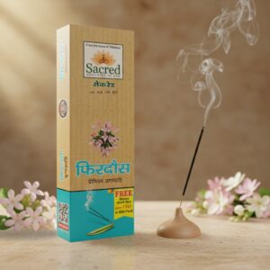 Sacred Firdous Incense Sticks Eco Pack (100 Gram) + Free Pack of Dhoopstick