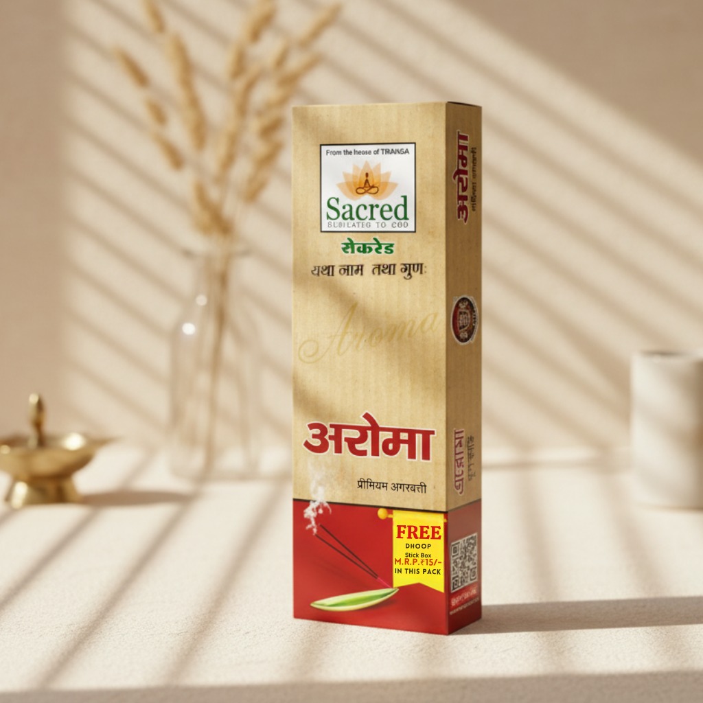 Sacred Aroma Incense Sticks Eco Pack (100 Gram) + Free Pack of Dhoopstick
