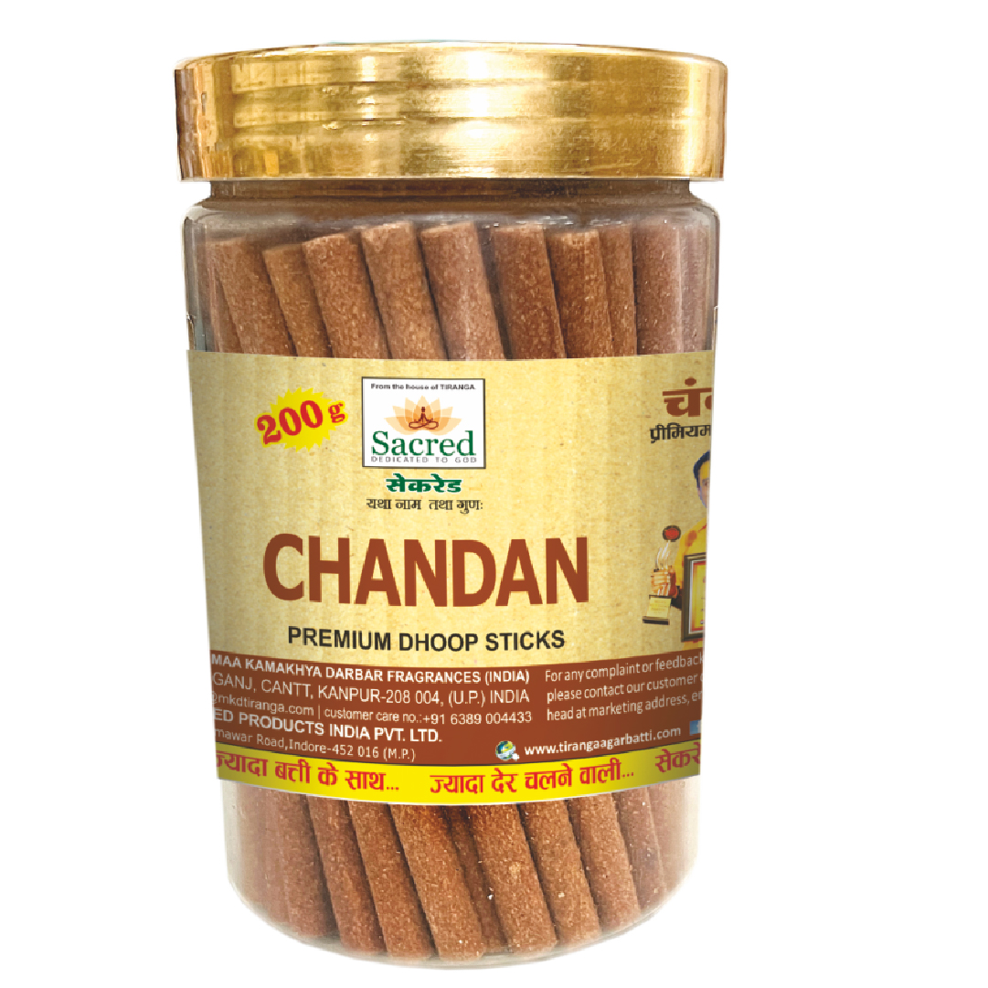 Sacred Chandan Premium Dhoop Sticks Jar (200 Gram)