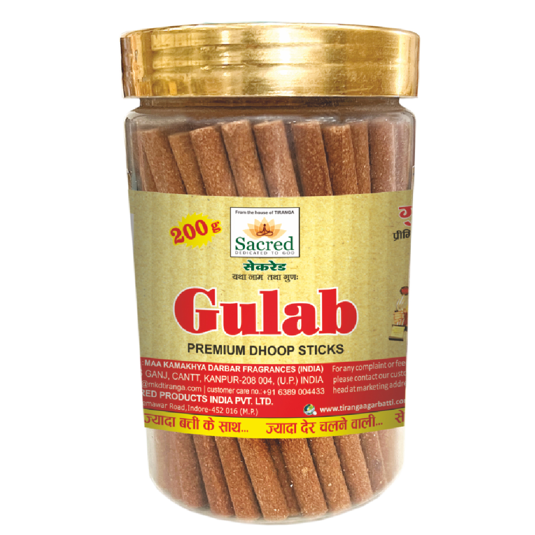 Sacred Gulab Premium Dhoop Sticks Jar (200 Gram)