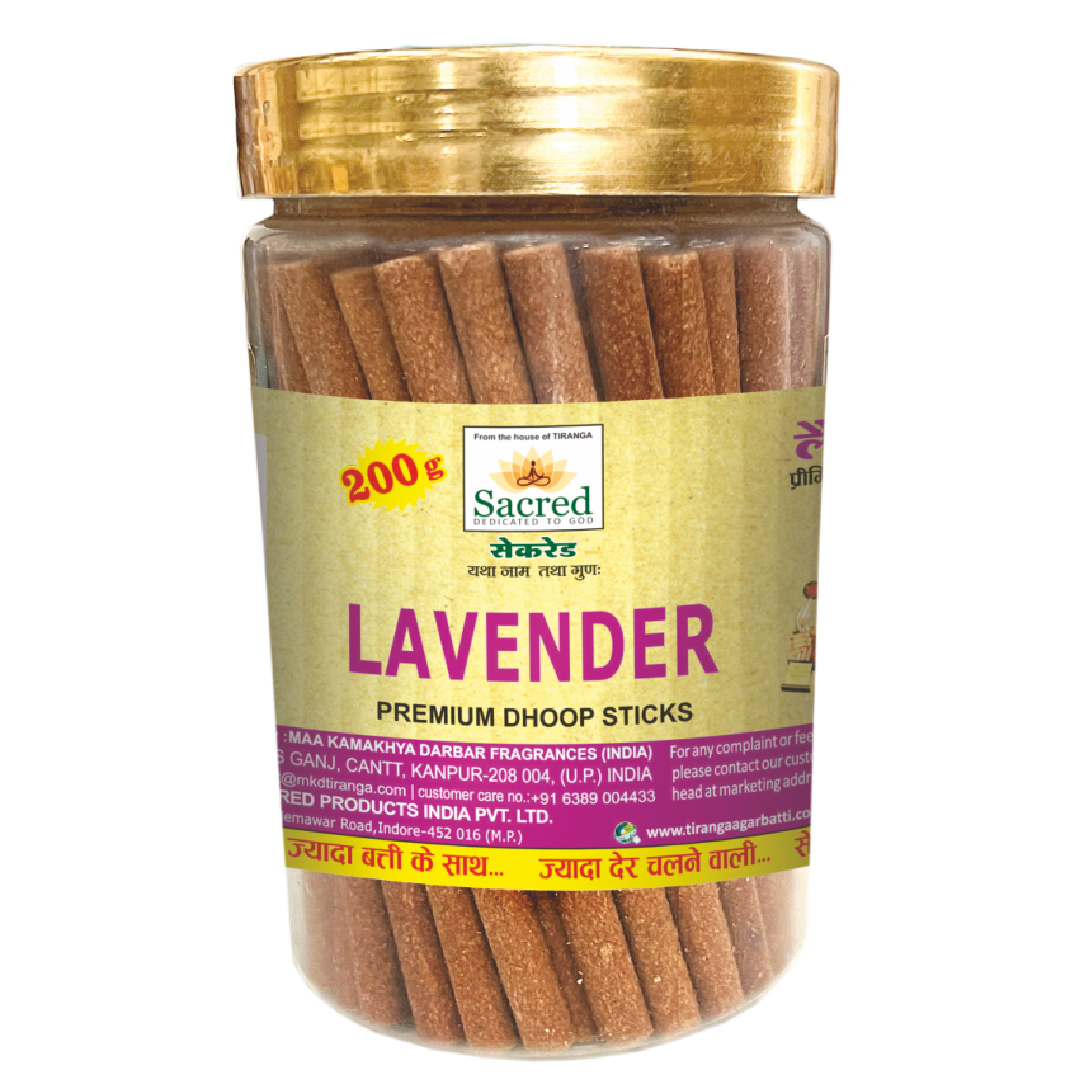 Sacred Lavender Premium Dhoop Sticks Jar (200 Gram)