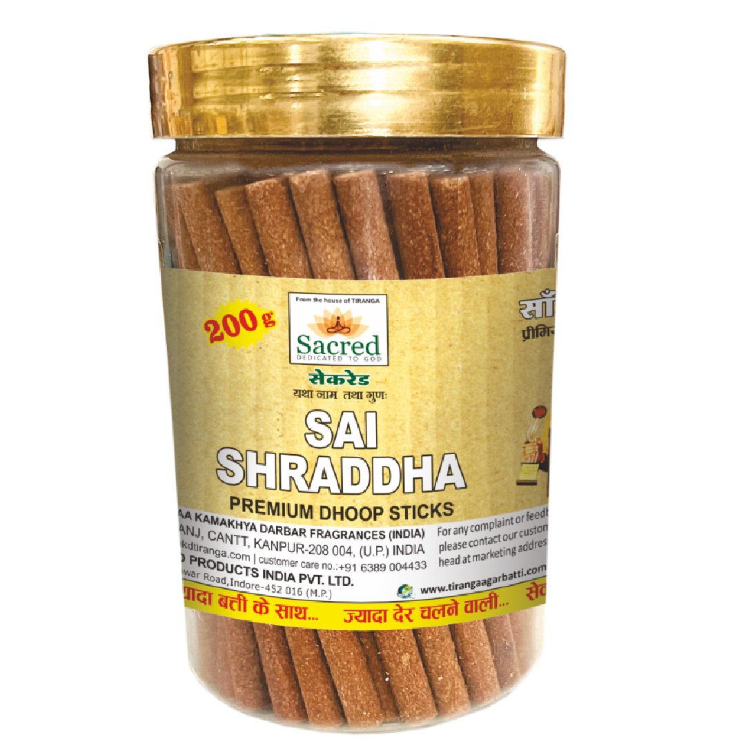 Sacred Sai Shraddha Premium Dhoop Sticks Jar (200 Gram)